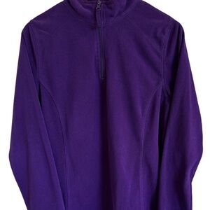 Made for Life purple fleece pullover sweatshirt top quarter zip women L